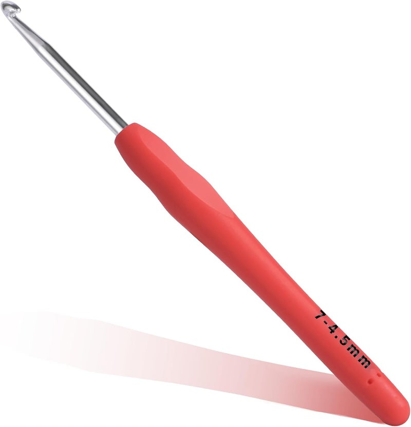 Gerute 4.5mm Crochet Hook, Ergonomic Crochet Hook, Smooth and Extra Long Knitting Needles, with Soft Rubber Ergonomic Handle and Aluminum Tip, Perfect Beginner and Arthritic Crochet Hooks (4.5 mm) - Image 1